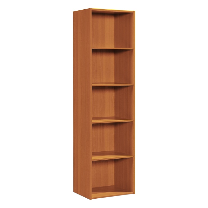12 x 16 x 60 Inch 5 Shelf Bookcase Organizer, Cherry Wood Finish (Open Box)
