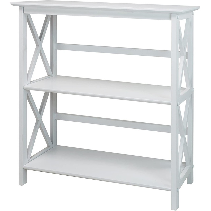 3-Shelf Montego Bookcase, White White 3-Shelf