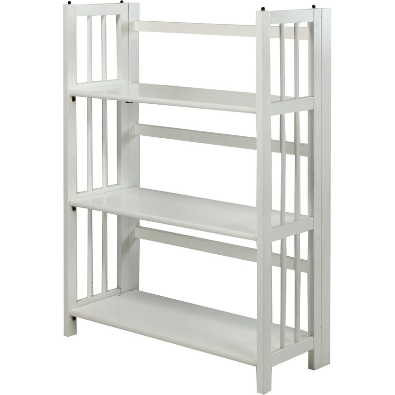 3-Shelf Folding Stackable Bookcase (27.5″ Wide)-White White 3-Shelf Stackable