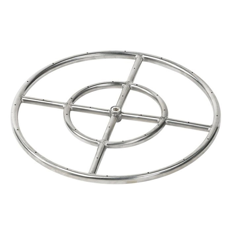 18″ Double Ring Stainless Steel Burner with 1/2″ Inlet for Natural Gas