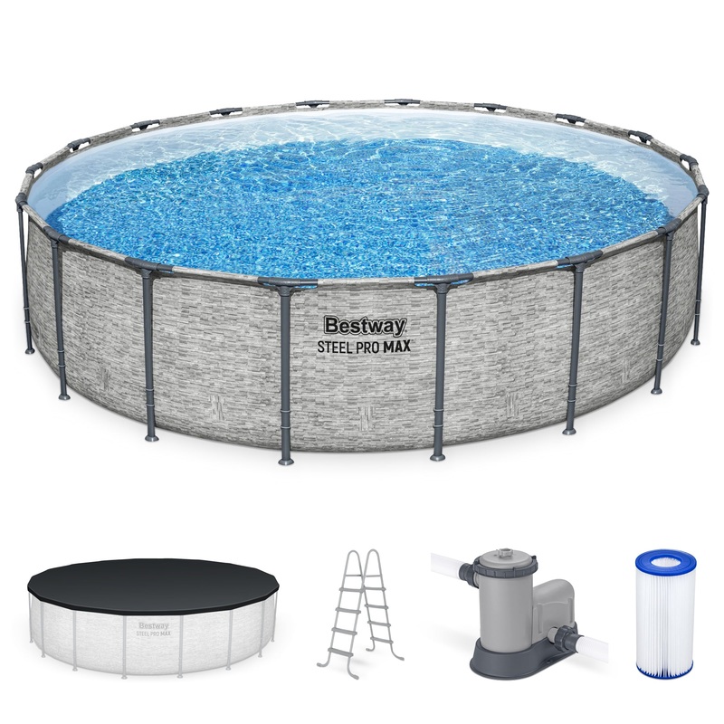 18′ x 48″ Round Steel Pro MAX Hard Side Family Swimming Pool Set (For Parts)
