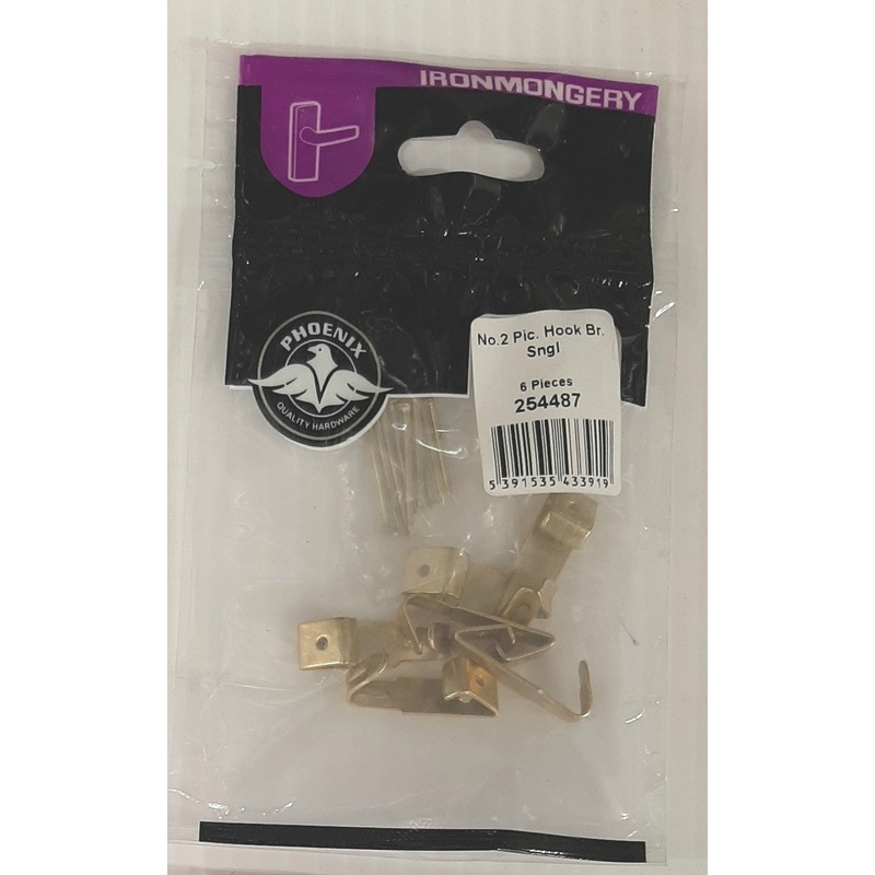 No.2 Picture Hook Brass Single (6) Default
