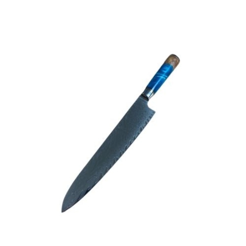 Luxury Blue Damascus Premium Chef Knife 9.5 Inch Blade