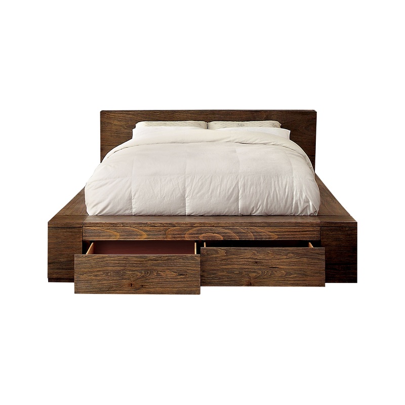 Assaro Rustic Wood Platform Bed in California King