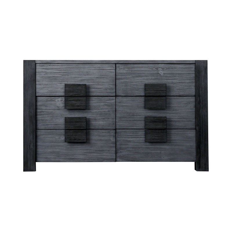 Assaro Rustic 6-Drawer Dresser in Gray