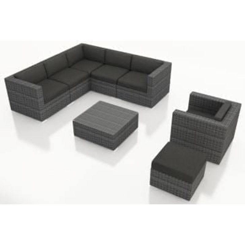 Harmonia Living – District 8 Piece Sectional Set | Fabric Sunbrella | HL-DIS-TS-8SEC Canvas Charcoal