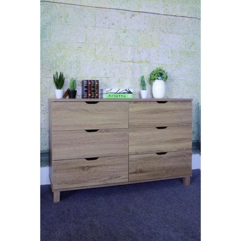 Commodious Brown Finish Dresser With 6 Drawers