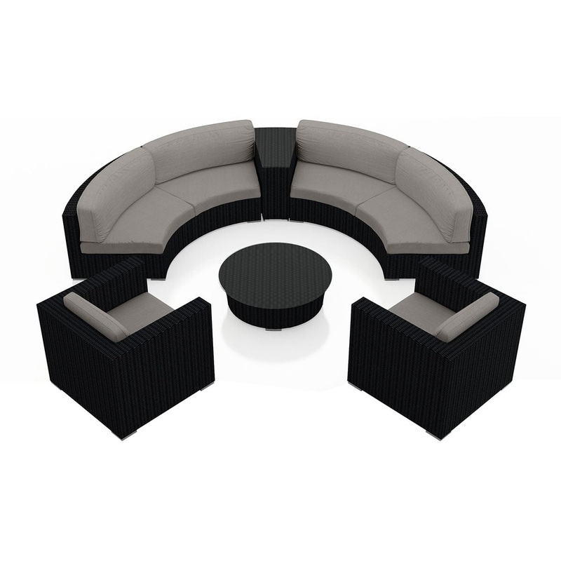 Harmonia Living – Urbana 6 Piece Curved Sectional Set | 2 Urbana Curved Loveseats | 2 Urbana Club Chairs | 1 Urbana Round Coffee Table |1 Urbana Wedge End Table | HL-URBN-CB-6CSEC Canvas Charcoal