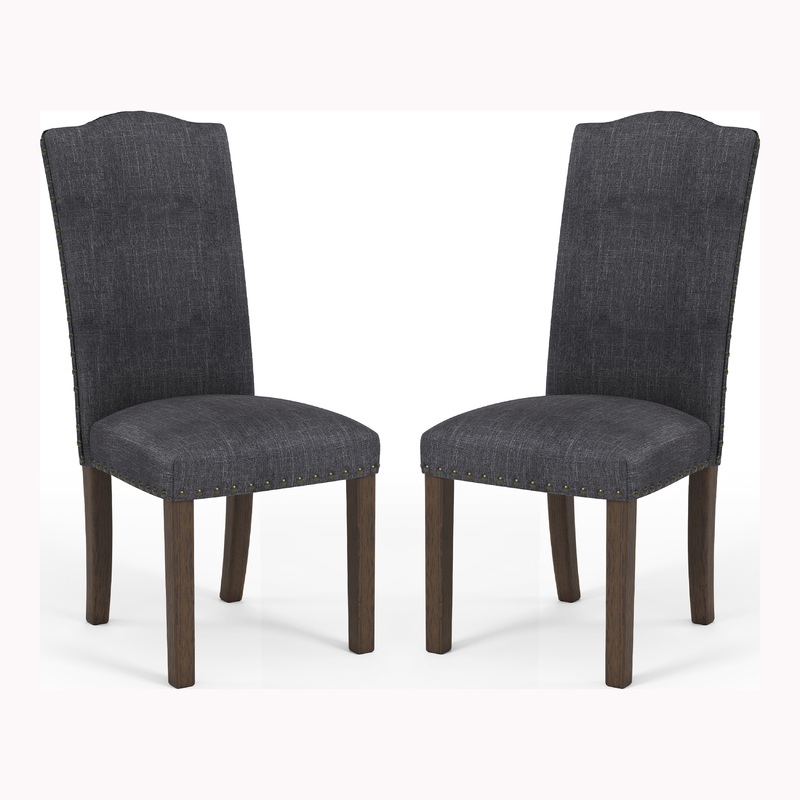 Zeke Transitional Upholstered Side Chairs in Dark Gray (Set of 2)
