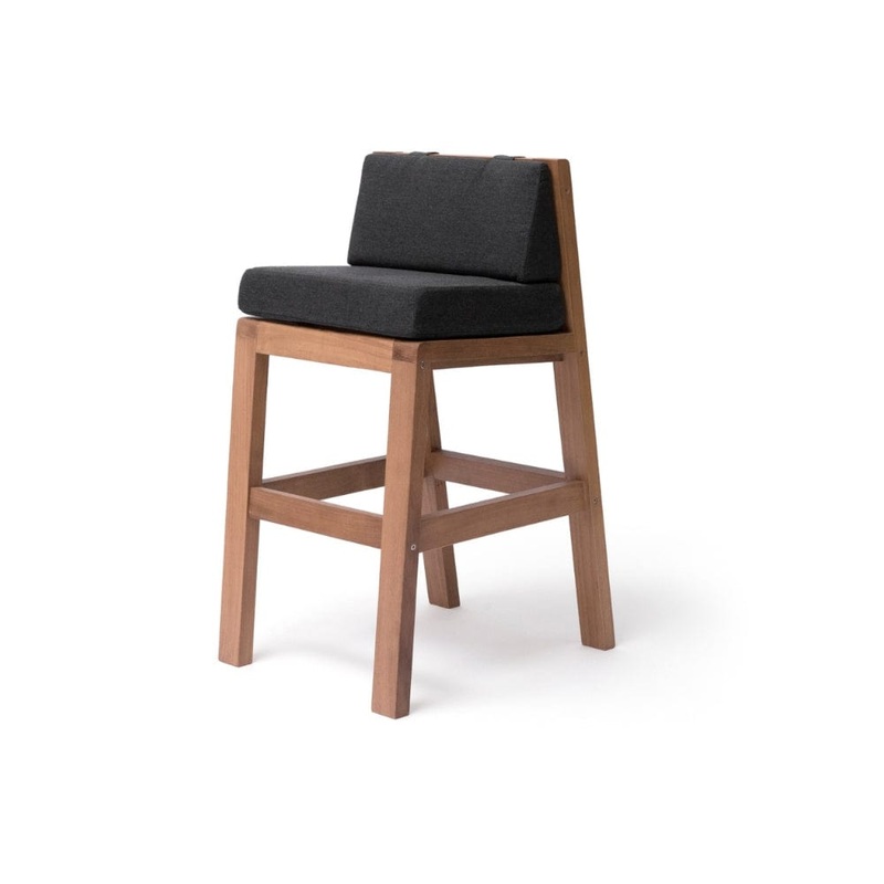 Blinde Design Sit B19 19-Inch Teak Wood Bar Stool Flanelle