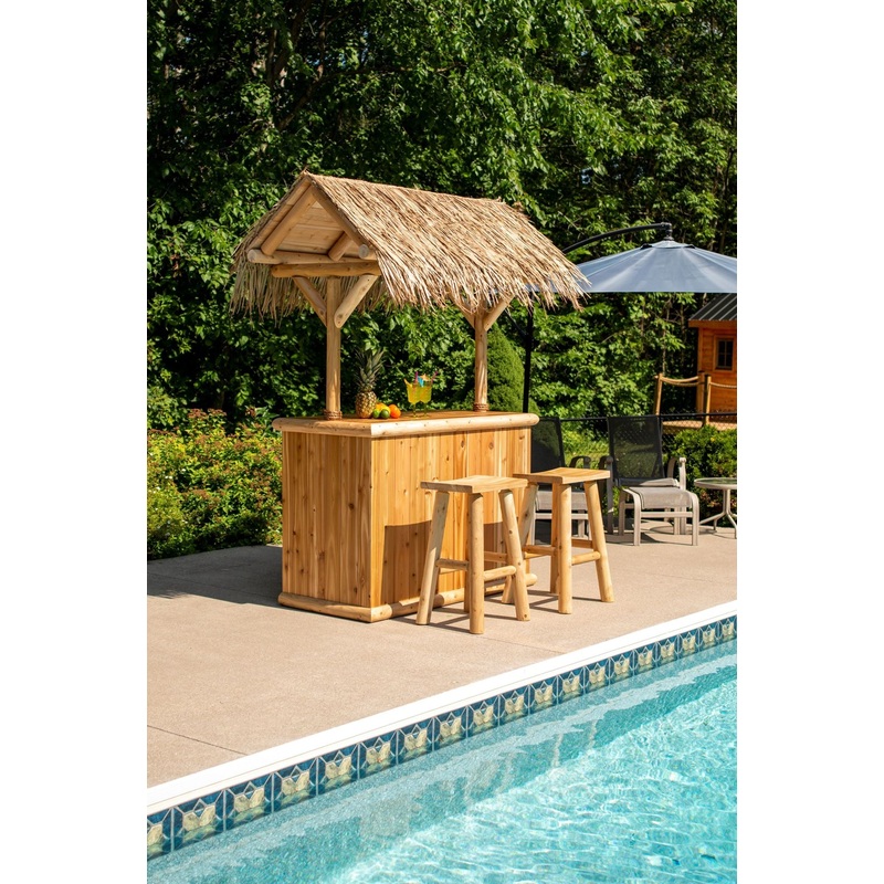 Dundalk Southern Fantasy Tiki Bar CT3672 White Cedar | 30″x60″ Bar Top None None Clear-coated