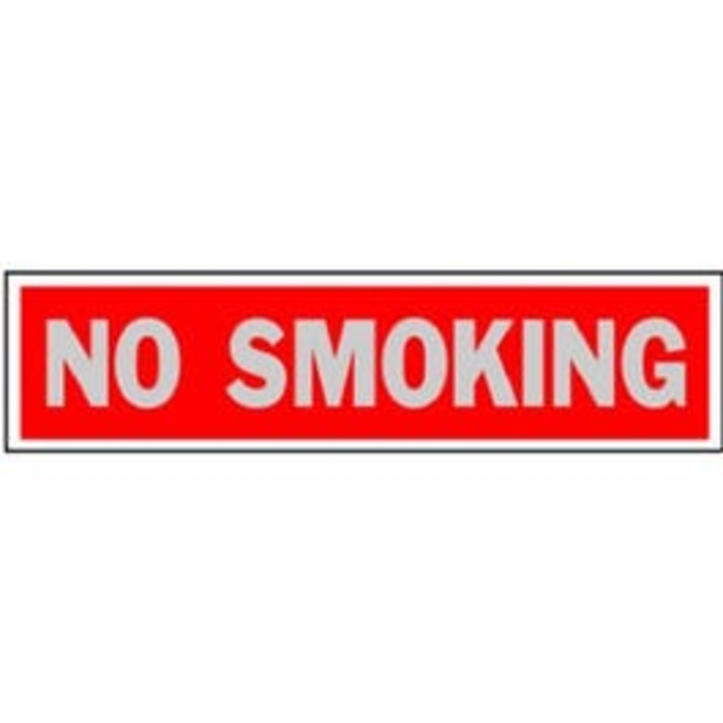 “No Smoking” Sign, Red Aluminum,  2 x 8-In.
