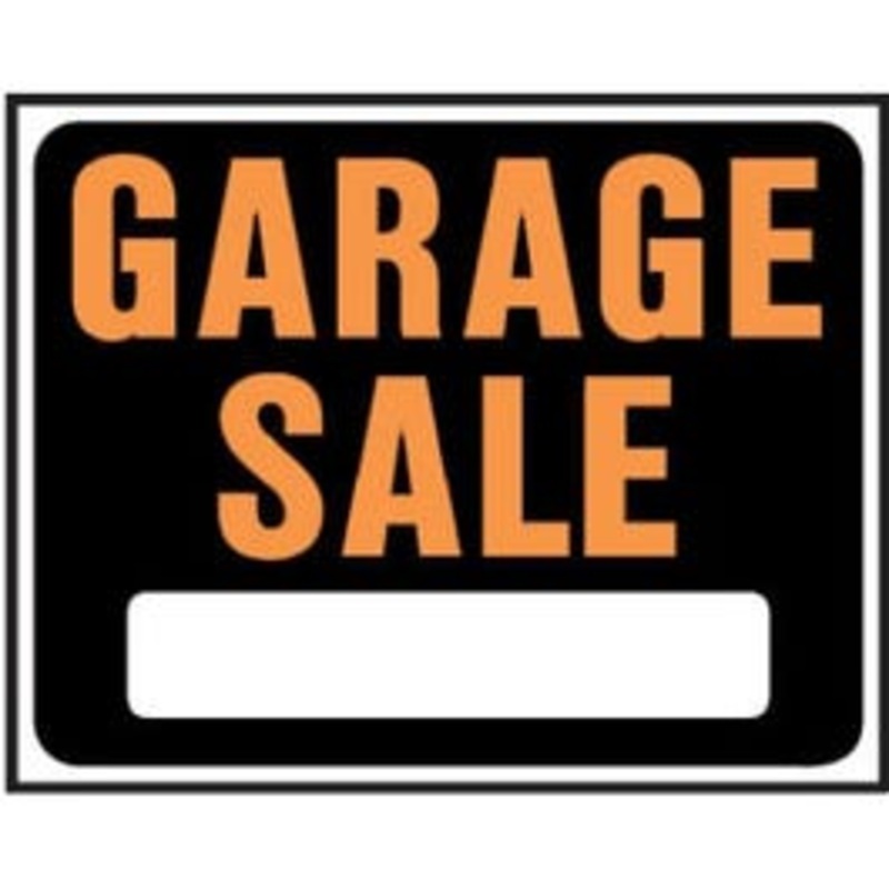 “Garage Sale” Sign, Hy-Glo Orange/ Black Plastic,  15 x 19-In.
