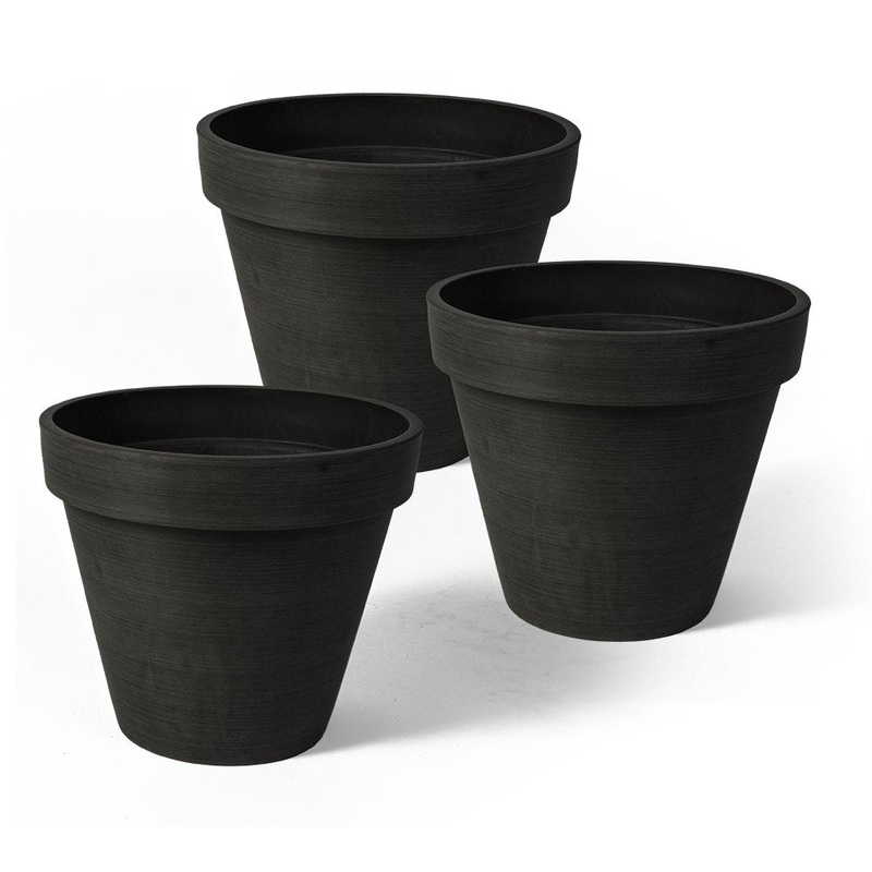 Algreen Valencia 4″ Inside/Outside Planter Pot, Black (3 Pk) (Open Box)