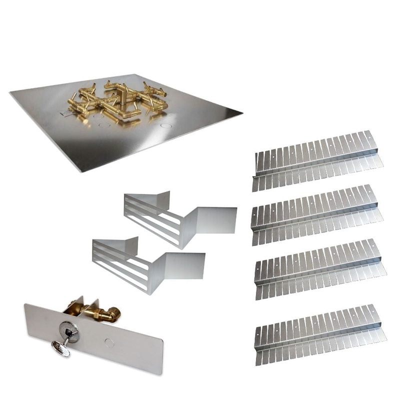 Warming Trends 10344 Polycor Specialty Paver Kit with Crossfire Brass Burner and Square Aluminum Plate Natural Gas