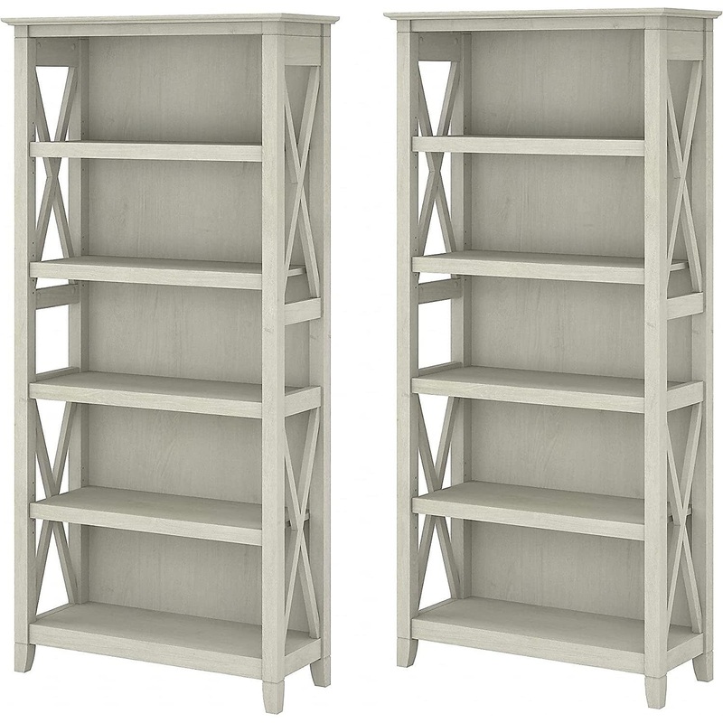 Linen White Oak Bookcase Set by Bush Furniture Linen White Oak