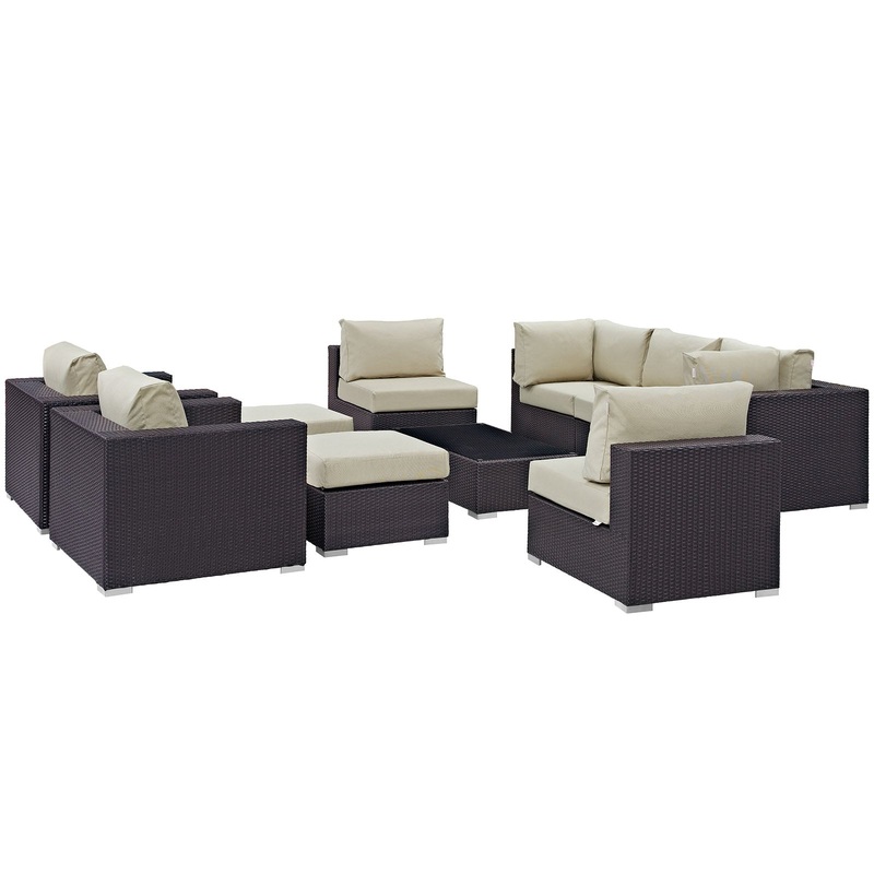 Modway – Convene 10 Piece Outdoor Patio Sectional Set – EEI-2169 Espresso Beige
