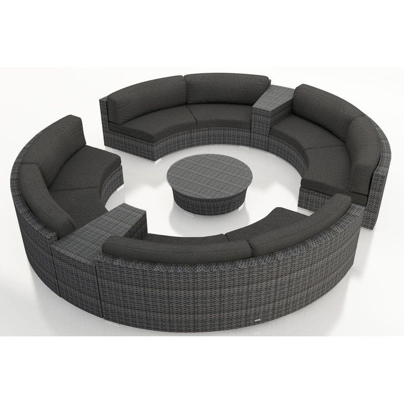 Harmonia Living – District 7 Piece Curved Sectional Set | Fabric Sunbrella | HL-DIS-TS-7CSEC Canvas Charcoal