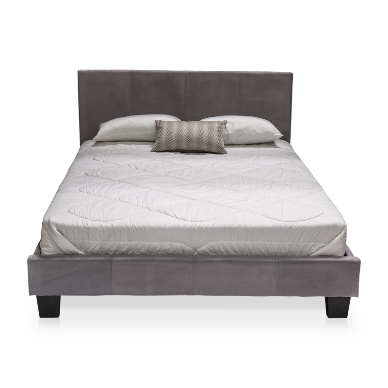 Ameena Contemporary Fabric Queen Platform Bed in Gray