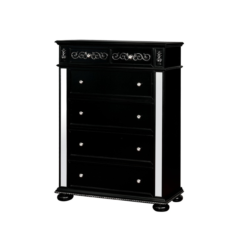Vabelle Traditional 5-Drawer Chest in Black